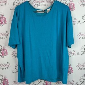 Chaus tshirt tee bright flowy teal turquoise classic Vibrant Blue Top